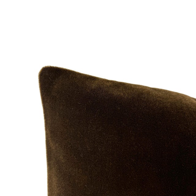 Modern Chocolate Brown Mohair Velvet Pillow Cover For Sale - Image 3 of 7