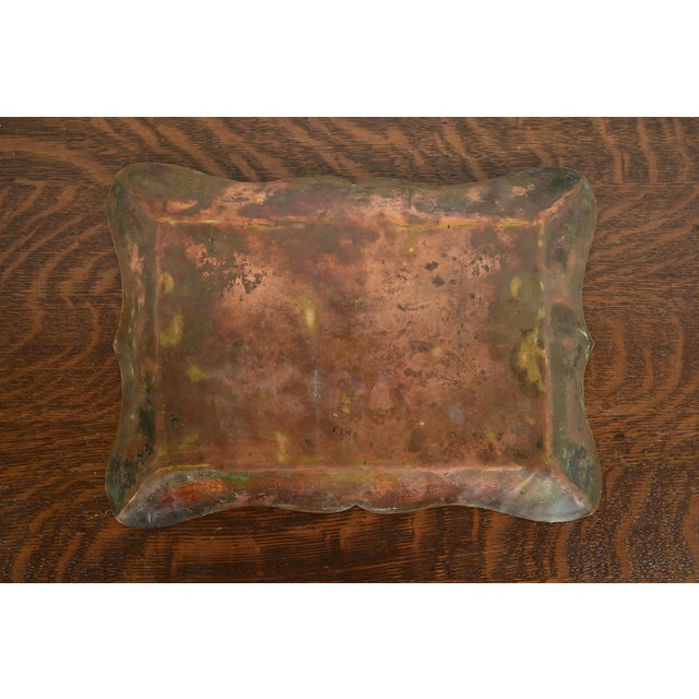 Metal Heintz Style Arts & Crafts Sterling Silver on Bronze Serving Tray For Sale - Image 7 of 9