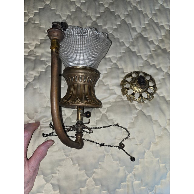 Antique Gas Wall Lamp For Sale - Image 4 of 7