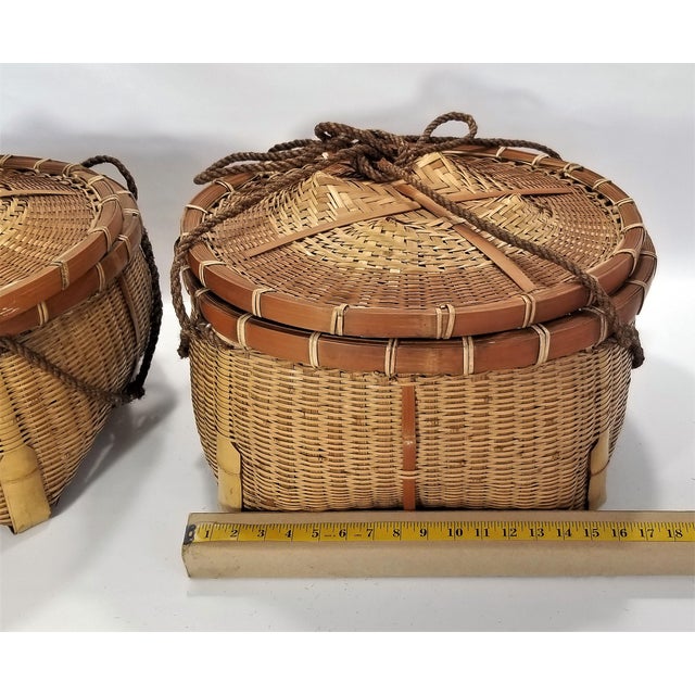 Large Authentic Vintage Mid Century Japanese Fishing Baskets a Pair