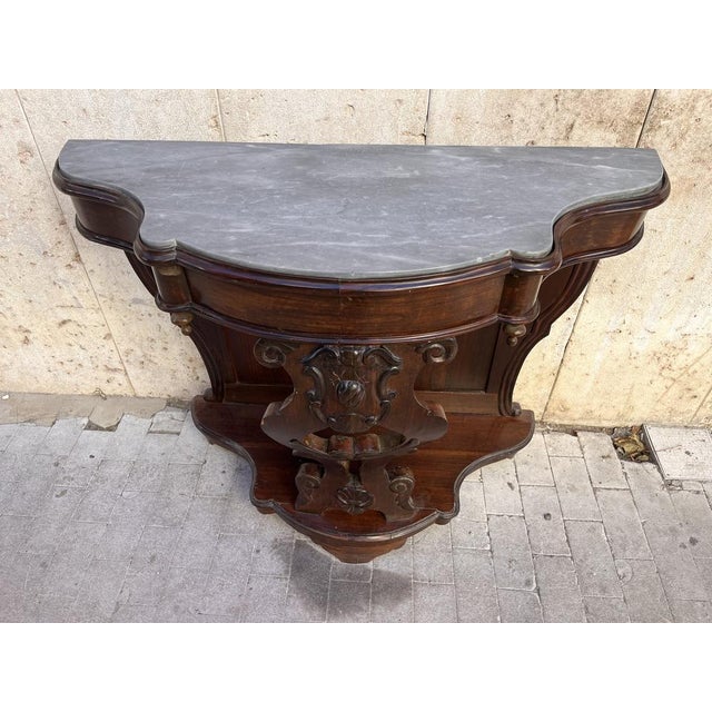 Antique Console Table with Grey Marble, 1890s For Sale - Image 6 of 11