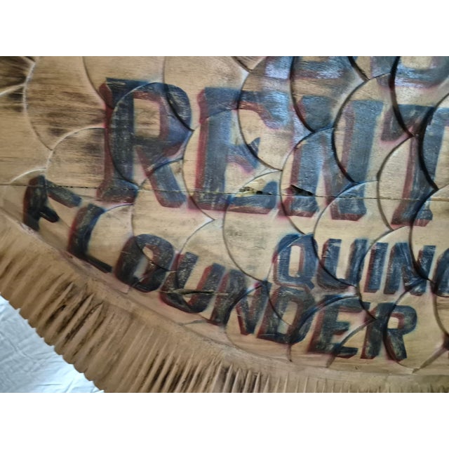 Harvey's Boat Rental Carved Flounder Trade Sign For Sale - Image 10 of 12