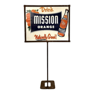 1950s MCM Mission Orange Soda Advertising Sign