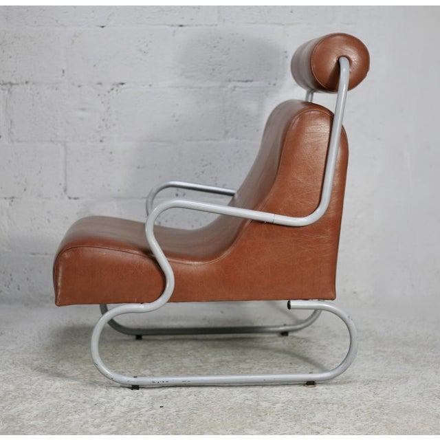 Space Age Armchair in Tubular Metal and Imitation Leather, 1960s For Sale - Image 14 of 16