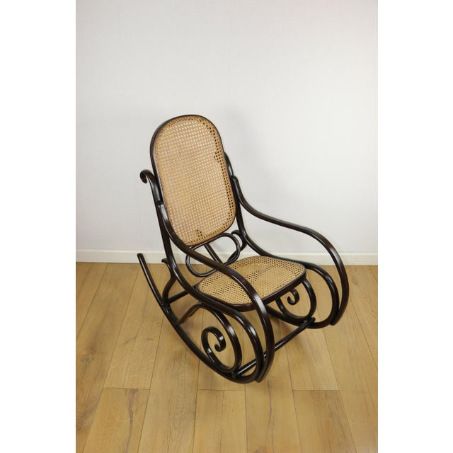 Brown Rocking Chair on Runners, 1970s For Sale - Image 10 of 12