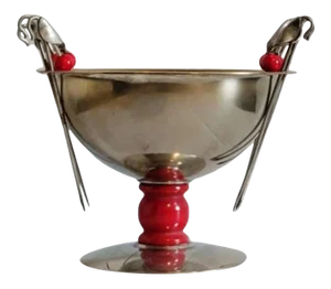 Napier American Art Deco Cocktail Sticks & Olive Bowl