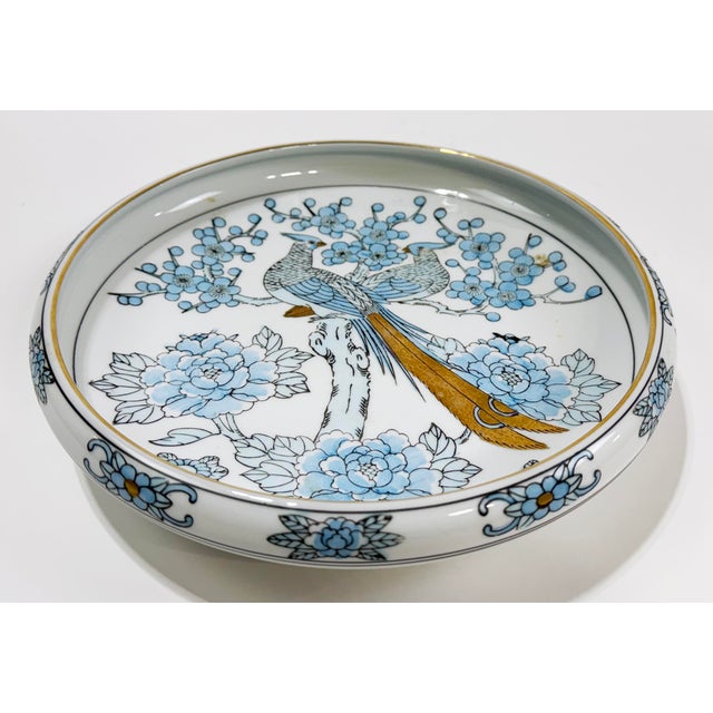 Chinoiserie Vintage Hand-Painted Imari Porcelain Peacock Dish For Sale - Image 3 of 6