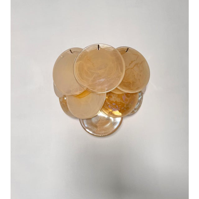 Iridescent Alabaster Gold Disc Glass Wall Sconces, 1990s, Set of 2 For Sale - Image 18 of 18