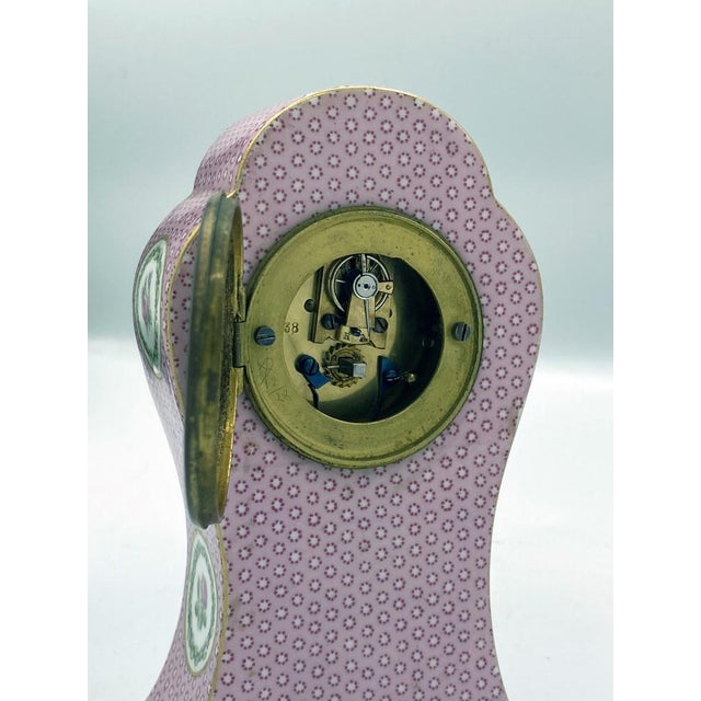 Antique French Porcelain Clock with Floral Decoration from Camille Naudot, 1890s For Sale - Image 6 of 9