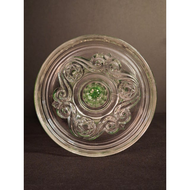 Antique Victorian Emerald Green Glass Kerosene Lamp Clear Star Base Scovill Queen Anne For Sale - Image 14 of 18