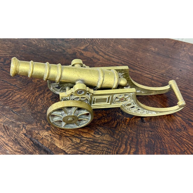 Vintage English Brass Minature Model Cannon & Carriage For Sale - Image 11 of 18