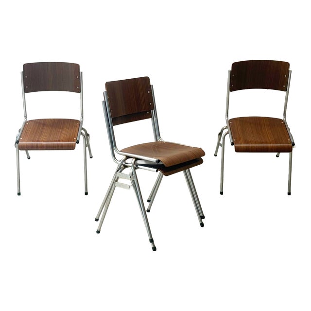 Vintage Stacking Chair with Chrome Frame, 1970s For Sale