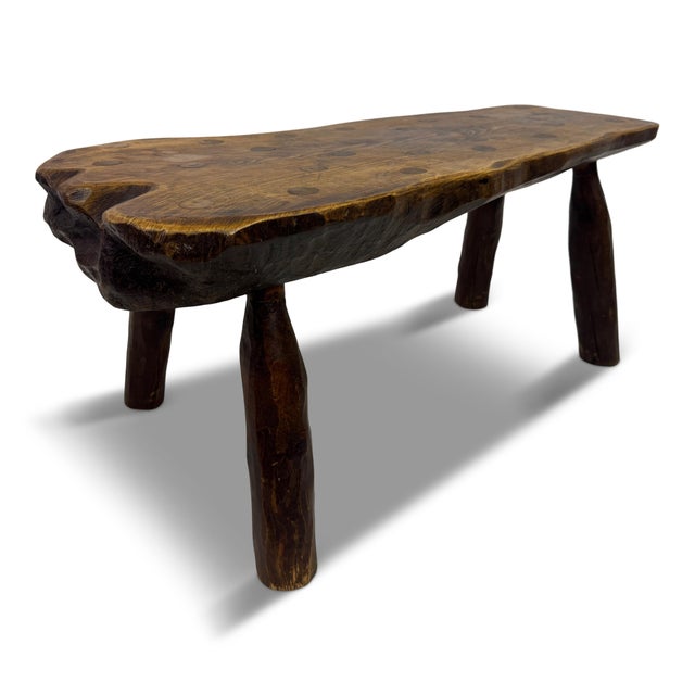 Rustic Wabi Sabi Elm Coffee Table with Dot Details, 1960s For Sale - Image 17 of 17
