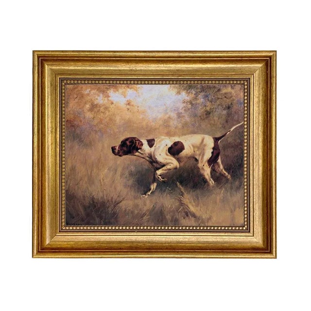 On Point English Pointer Oil Painting Print on Canvas in Antiqued Gold Frame- an 8" X 10" Print, Framed to 11-1/2" X 13-1/2" For Sale - Image 4 of 4