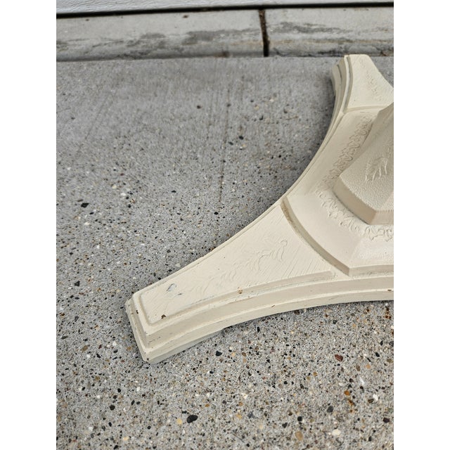 Round Faux Marble Top Side Table Plant Stand -Off White and Cream For Sale - Image 11 of 11