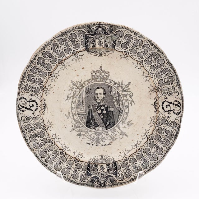 Black "Comte De Flandre" Plate, Belgium Circa 1860 For Sale - Image 8 of 8
