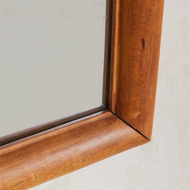 Wood Italian Vertical Rectangular Wall Mirror with Chamfered Wood Frame, 1950s For Sale - Image 7 of 9