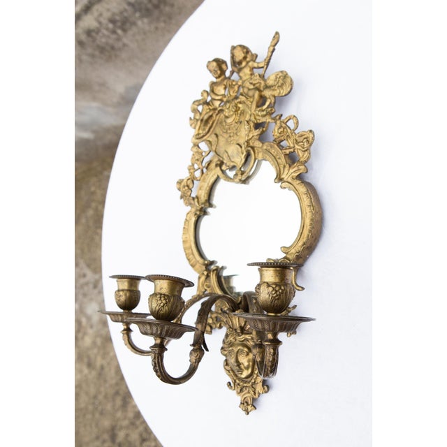Gold French Wall Candleholders with Mirror, 1880, Set of 2 For Sale - Image 8 of 10