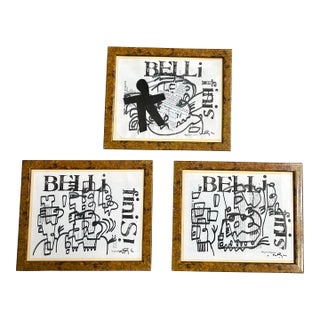 Contemporary 3 Original Wayne Cunningham Abstract Collages/ Marker Drawings- Set of Three For Sale