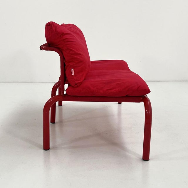 1980s Red 2-Seater Sofa in Metal and Fabric from Thalia & Co, 1980s For Sale - Image 5 of 12