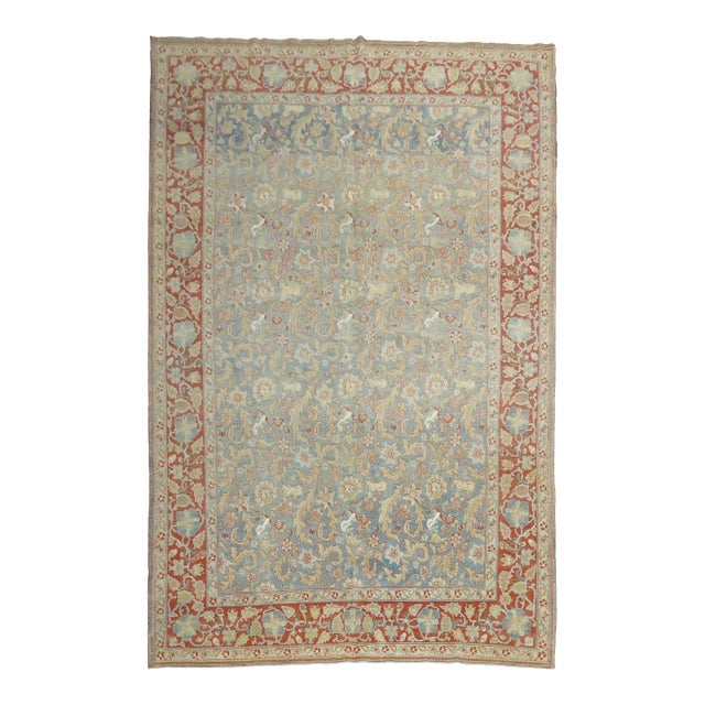 Early 20th Century Silk and Wool Persian Pictorial Qum Rug rug no.j1629 For Sale