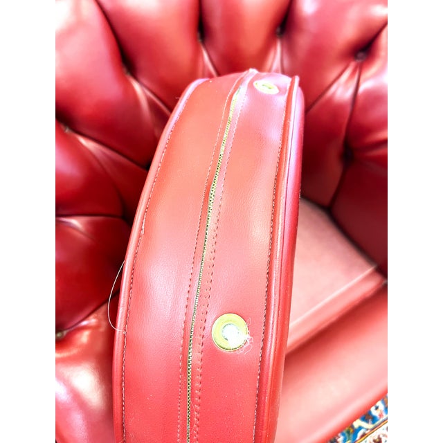 Antique Red Leather Barrel Back Swivel Club Chairs a Pair Chairish