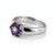 Contemporary Amethyst Floral Band Ring, Dainty February Birthstone Stackable Ring Us 7 For Sale - Image 3 of 4