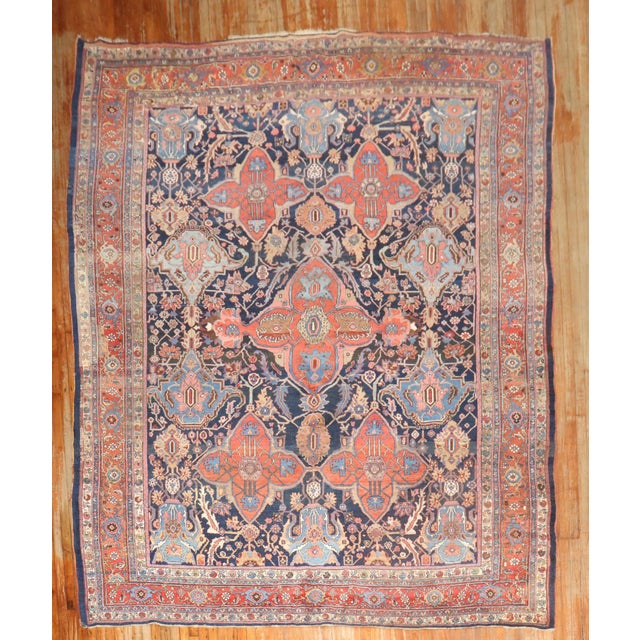 Antique Zabihi Collection Large Scale Worn Persian Bidjar Rug - 9'5" x 12'7" For Sale - Image 4 of 12