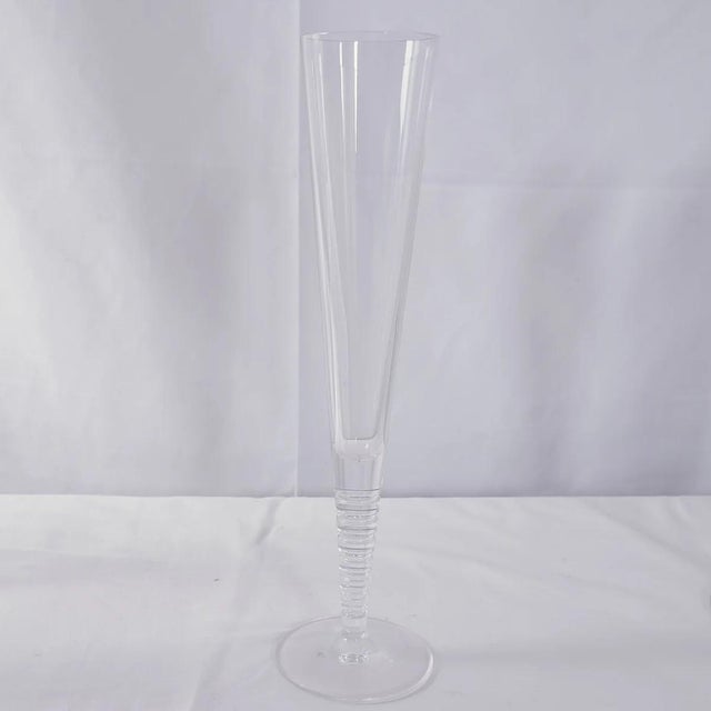 Mid-Century Modern Steuben Evening Art Glass Fluted Champagne Glasses by Dante Marioni, Set of 16 For Sale - Image 3 of 4