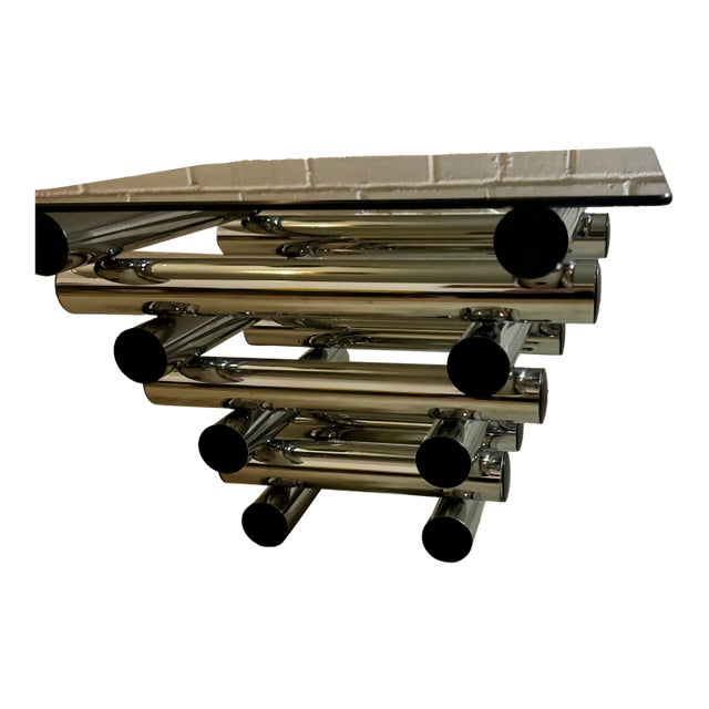 1970s Postmodern Chrome & Smoked Glass Three-Tier Étagère, in the Style of Pace Collection For Sale