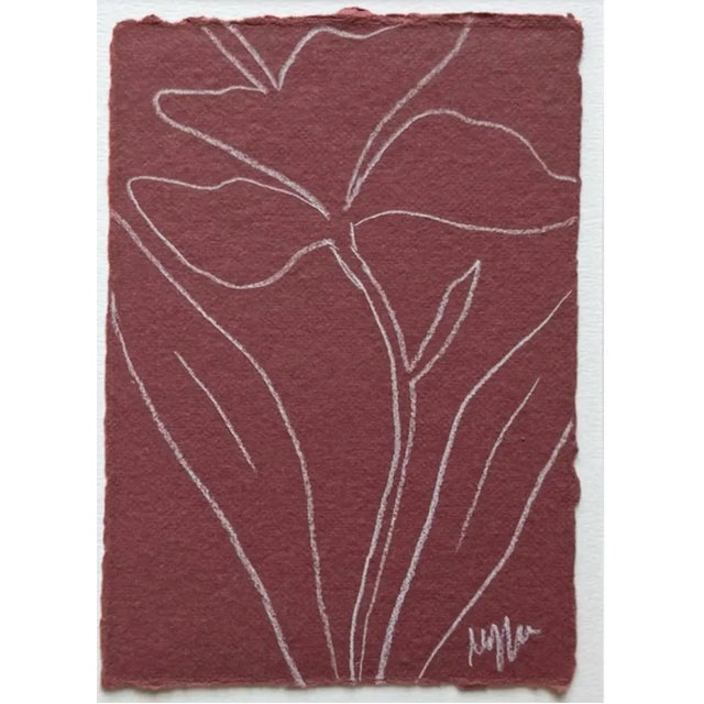 An original piece by an emerging Texas artist who focuses on bold abstract florals. On thick cotton rag paper, hand-torn...