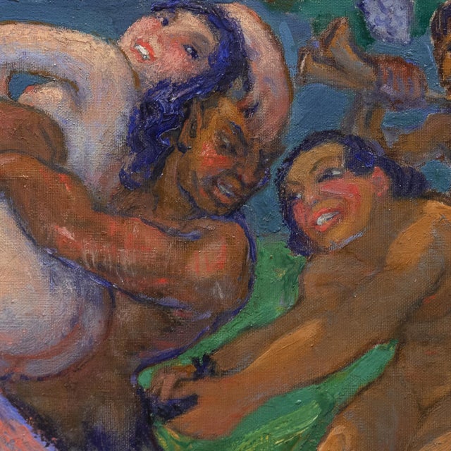 Textile 'Nymphs and Satyrs' by Gerhard Gyllenhammar, Circa 1910, Bacchanalia, Mythology, Swedish Modernist, Paris, Nya Nisse For Sale - Image 7 of 11