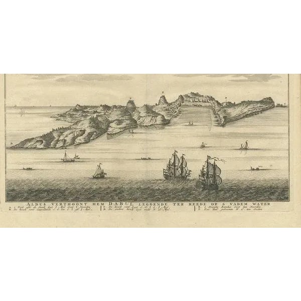 F. Valentijn, Illustration of the Coast of Dabhol 'ndia, 1726, Print For Sale - Image 3 of 6