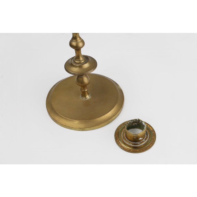Gold Antique Flemish Copper Disc Candlestick, 15th Century For Sale - Image 8 of 12
