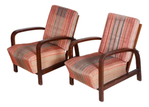 Set of Art Deco Armchairs in Oak, Czech, 1930s