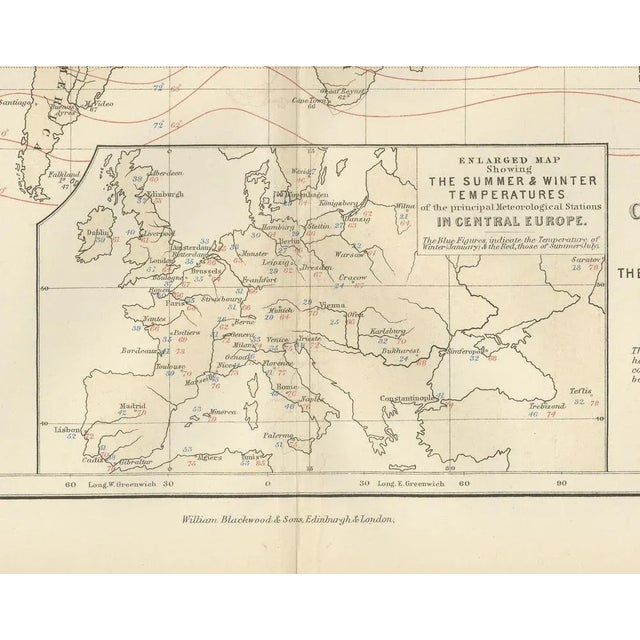 Climatological Map by A.K. Johnston, 1852 For Sale - Image 3 of 10