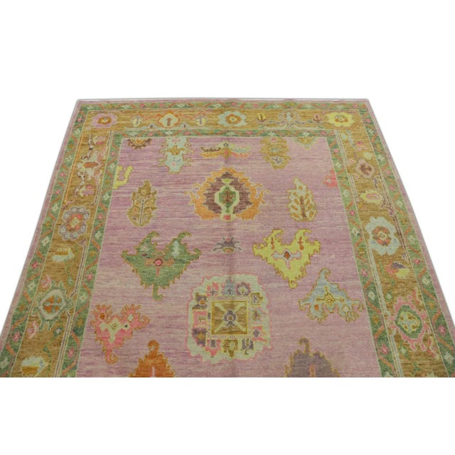 Modern Pink Handwoven Turkish Oushak Rug 6' X 8'10" For Sale - Image 3 of 5