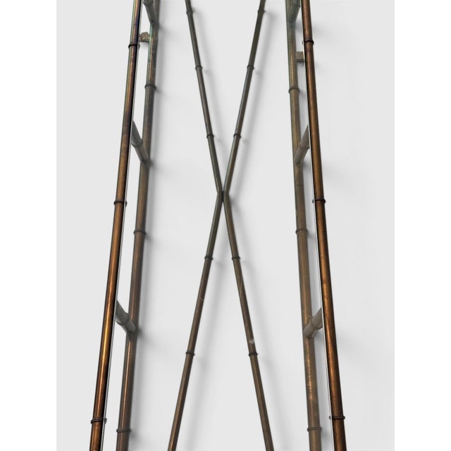 1970s Hollywood Regency Faux Bamboo Bronze Tone Metal Console Sofa Table For Sale - Image 9 of 15