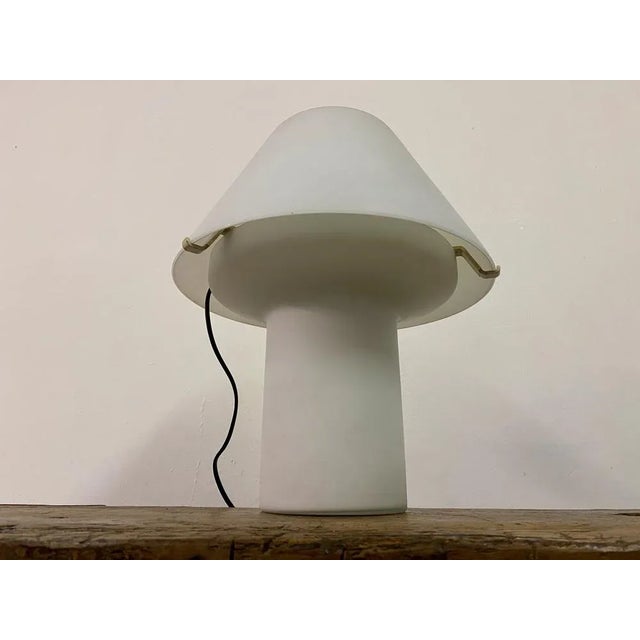 Glass Italian White Glass Table Lamp, 1970s For Sale - Image 7 of 10