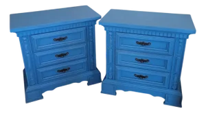 Chippendale Style Lacquered Bedside Tables, Set of 2
