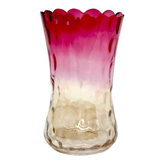 Antique Amberina Glass Celery Vase – Victorian Inverted Thumbprint For Sale