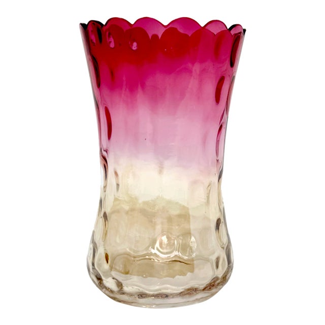 Antique Amberina Glass Celery Vase – Victorian Inverted Thumbprint For Sale