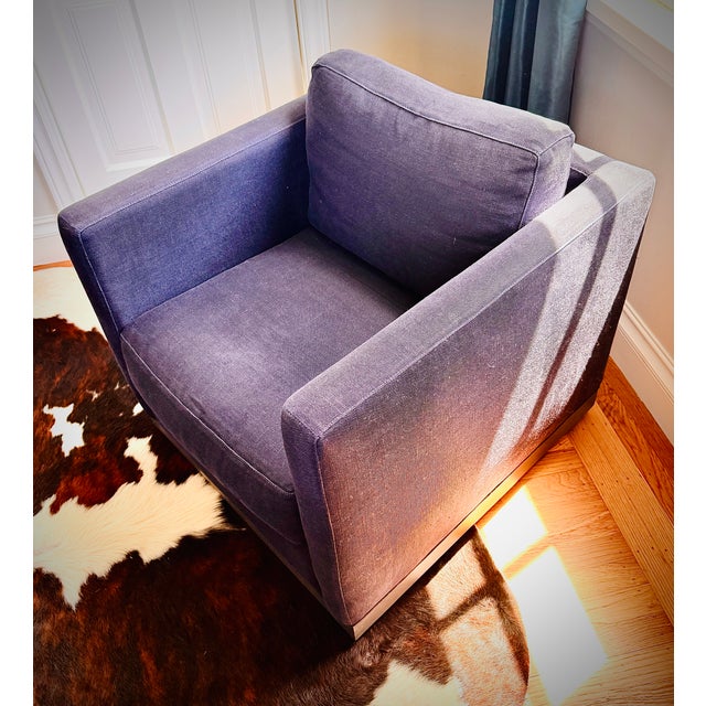 Navy Blue Navy Blue MCM Swivel Arm Chair - Club Chair by Cisco For Sale - Image 8 of 8