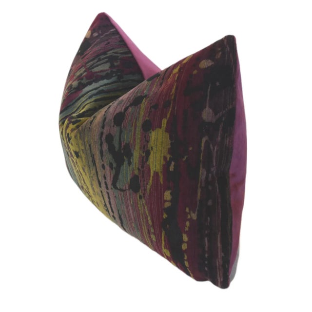 Luxurious Abstract Modern Velvet Feather/Down Pillow For Sale In Los Angeles - Image 6 of 9