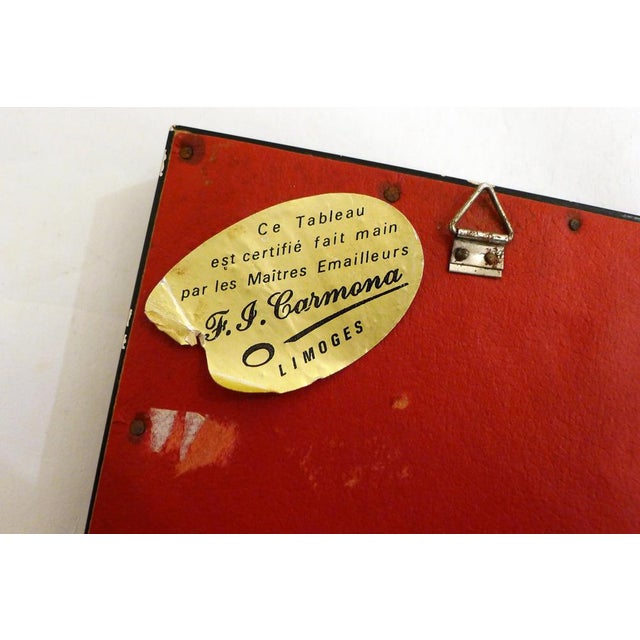 Small Male Portrait Painting, in Limoges Enamel Painted on Copper by Carmona, Mid-20th Century For Sale - Image 4 of 12