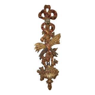 Antique 19th C Carved Floral Wall Frieze Sculpture For Sale