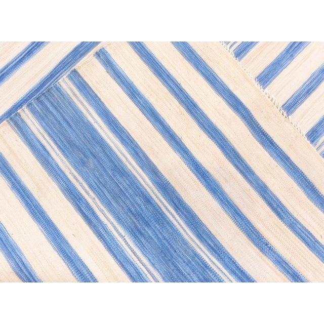 Contemporary Blue Dhurrie Rug by Doris Leslie Blau Size: 13'8" × 21'10" (416 × 665 cm) This contemporary Dhurrie before...