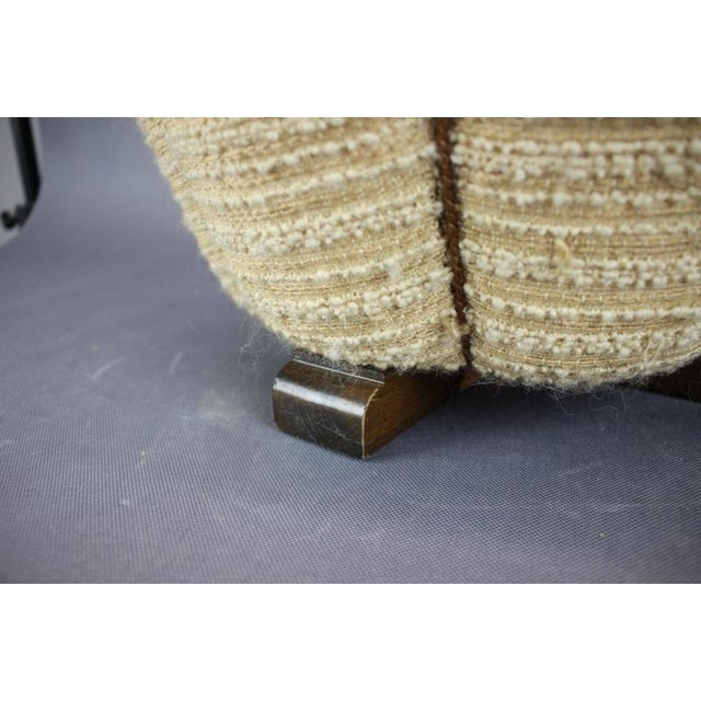 Beige Vintage Czechoslovakian Ottoman with Wooden Frame attributed to Halabala, 1950s For Sale - Image 8 of 9