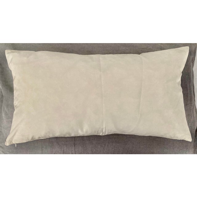 2020s Modern Trellis Pattern Embroidered Decorative Taffeta Lumbar Pillow Cover For Sale - Image 5 of 5