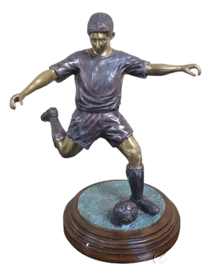 Maitland Smith #8236-10 Bronze Soccer Player Statue on Wood Base